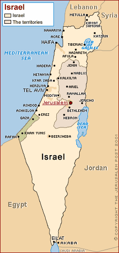Israelkarte  Jerusalem Post